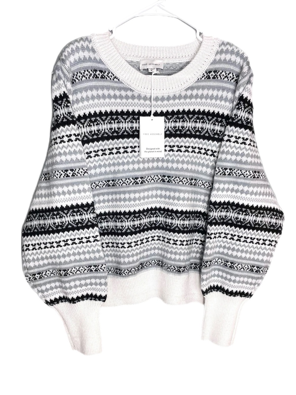 NWT Free Assemby Sweater Fair Isle Women’s Size XL